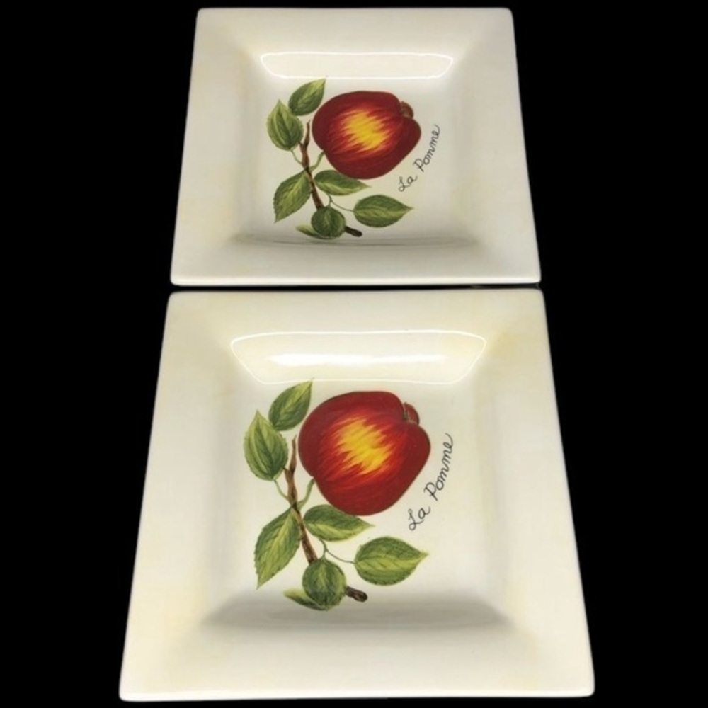 Tabletops Lifestyles Le Fruit 2 Hand Painted & Hand Crafted 8 x 8 Square Plates
